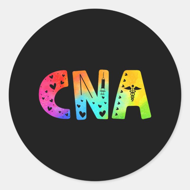 CNA Watercolor Funny Certified Nurse Assistant Classic Round Sticker (Front)