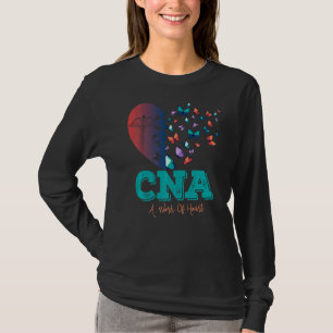 Cna Work Of Heart Butterflies Heartbeat Caduceus T-Shirt
