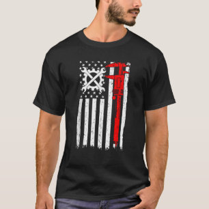CNC Machinist American Flag Tools Operator T-Shirt