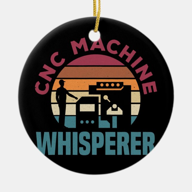 Cnc Machinist Metalworker Machining CNC Machine Ceramic Tree Decoration (Front)