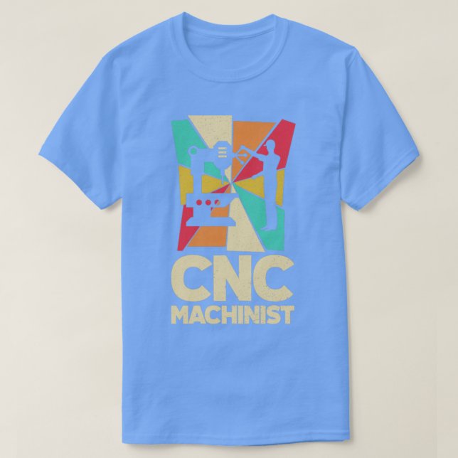 Cnc Machinist Metalworker Machining Silhouettes T-Shirt (Design Front)