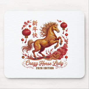 Cny 2026 Crazy Horse Lady Since Lunar Vibes Zodiac Mouse Pad