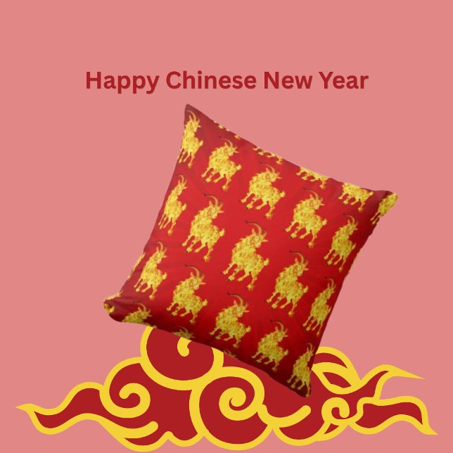 CNY Year of the Goat Throw Pillow (Creator Uploaded)