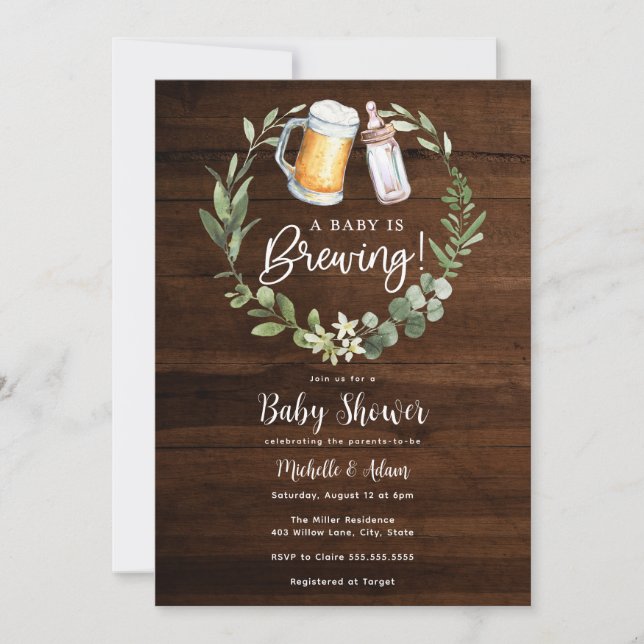 Co-ed Baby Shower Baby is Brewing  Invitation (Front)