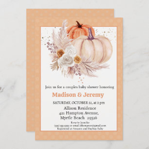 Co Ed Pumpkins Boho Gender Neutral Baby Shower   Invitation