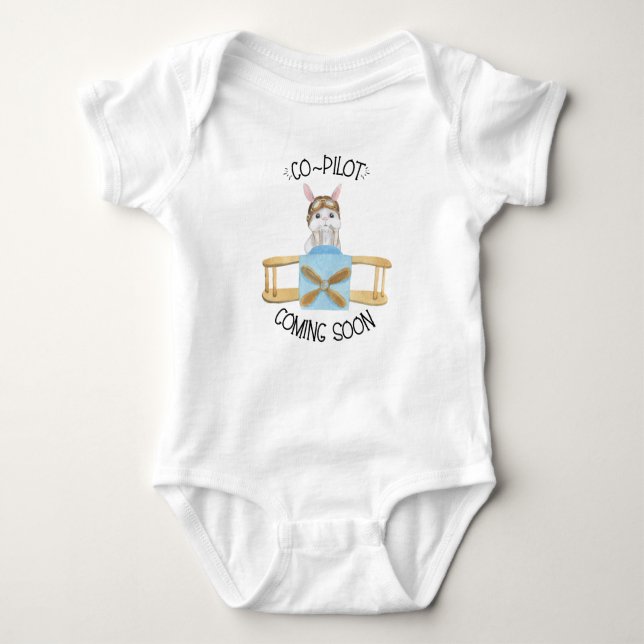 Co-pilot Coming Soon New Baby Gift, Plane Bodysuit (Front)