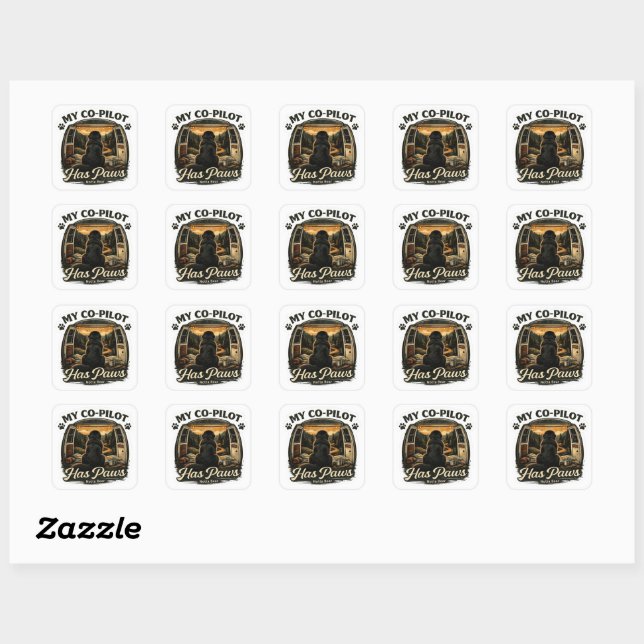 Co Pilot Newfie Square Sticker (Sheet)