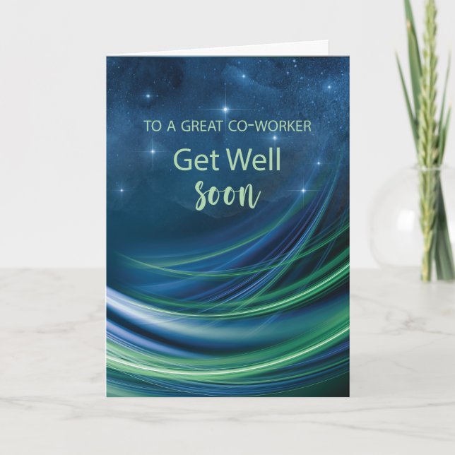 Co-Worker Get Well Business Navy and Green Curved  Card (Front)