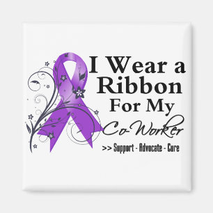 Co-Worker Purple Ribbon - Pancreatic Cancer Magnet
