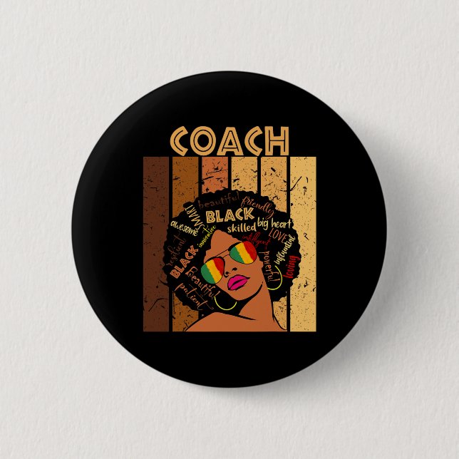 Coach Afro African American Women Black History Mo 6 Cm Round Badge (Front)