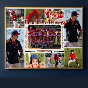 Coach Appreciation Photo Collage Team  Poster
