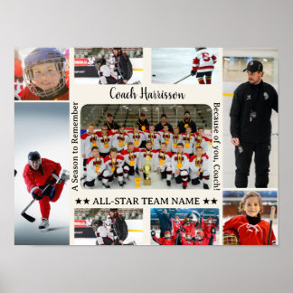 Coach Appreciation Photo Collage Team Poster