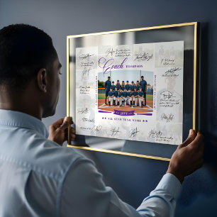 Coach Appreciation Photo Collage Team Signature Poster