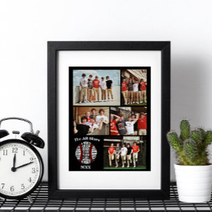 Coach baseball Photo Collage Name Team # Poster