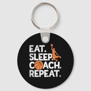 Coach Basketball Repeat Assistant Eat Sleep Key Ring