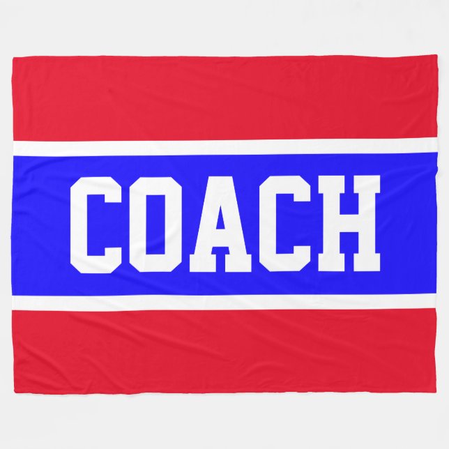 COACH Bold Bright Red Blue White Athletic Stripes Fleece Blanket (Front (Horizontal))