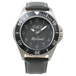 Coach Custom Name Typography Personalised black  Watch