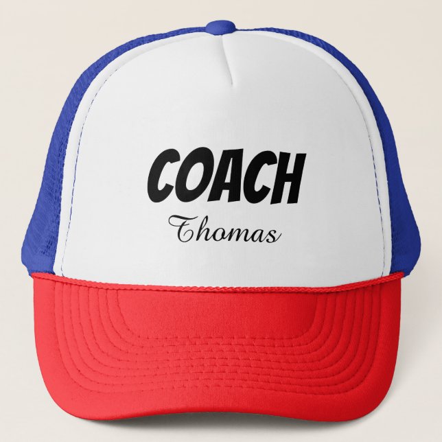 Coach Custom Name Typography Personalised Trucker Hat (Front)