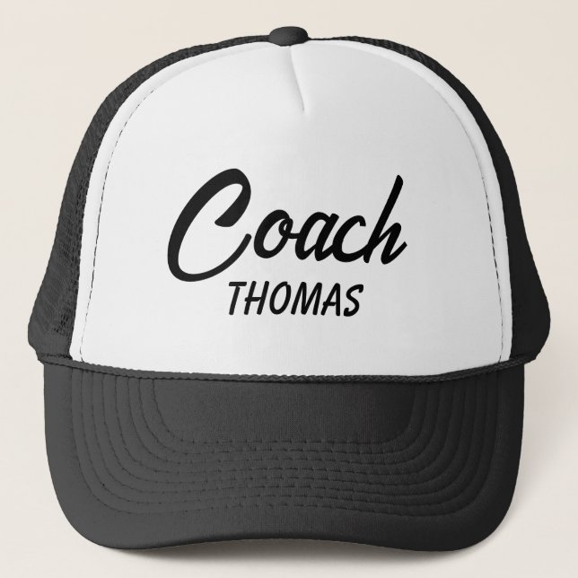 Coach Custom Name Typography Personalised Trucker Hat (Front)