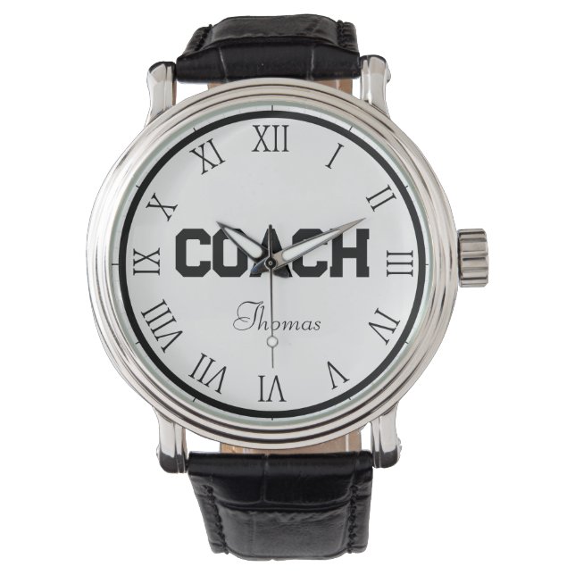 Coach Custom Name Typography Personalised  Watch (Front)
