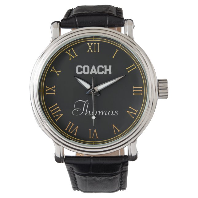 Coach Custom Name Typography Personalised  Watch (Front)