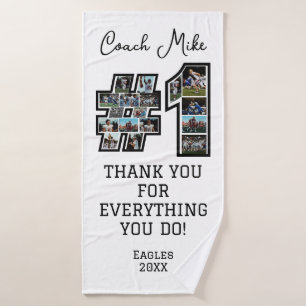 coach custom photo montage collage team sport gift bath towel