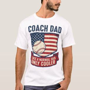 Coach Dad Baseball Patriotic Vintage T-Shirt Desig