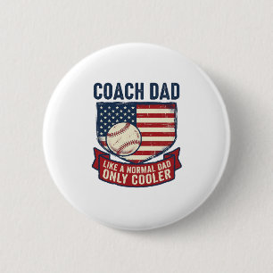 Coach Dad Baseball Patriotic Vintage T-Shirt Desig 6 Cm Round Badge