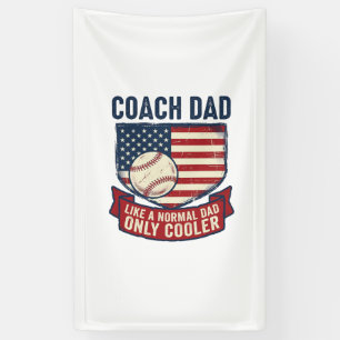 Coach Dad Baseball Patriotic Vintage T-Shirt Desig Banner