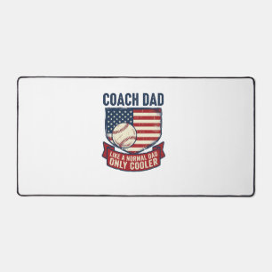 Coach Dad Baseball Patriotic Vintage T-Shirt Desig Desk Mat