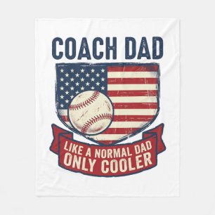 Coach Dad Baseball Patriotic Vintage T-Shirt Desig Fleece Blanket