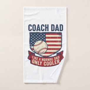 Coach Dad Baseball Patriotic Vintage T-Shirt Desig Hand Towel