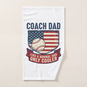 Coach Dad Baseball Patriotic Vintage T-Shirt Desig Hand Towel