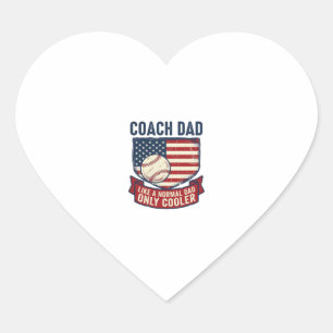 Coach Dad Baseball Patriotic Vintage T-Shirt Desig Heart Sticker