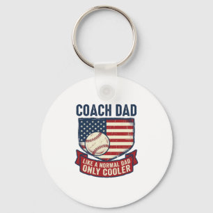 Coach Dad Baseball Patriotic Vintage T-Shirt Desig Key Ring