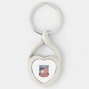Coach Dad Baseball Patriotic Vintage T-Shirt Desig Key Ring