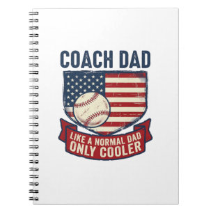 Coach Dad Baseball Patriotic Vintage T-Shirt Desig Notebook