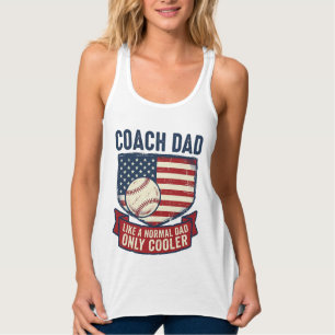 Coach Dad Baseball Patriotic Vintage T-Shirt Desig Singlet