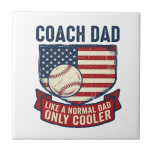 Coach Dad Baseball Patriotic Vintage T-Shirt Desig Tile