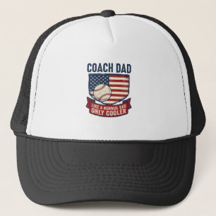 Coach Dad Baseball Patriotic Vintage T-Shirt Desig Trucker Hat