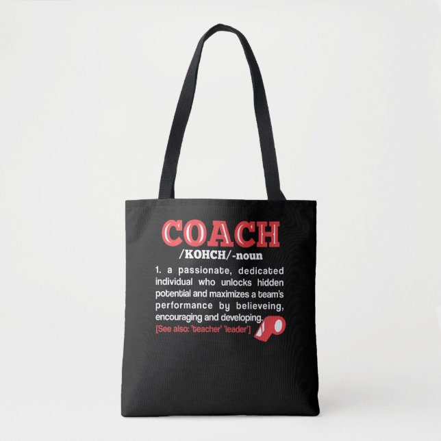 Coach Definition Funny Team Coaching Tote Bag (Front)