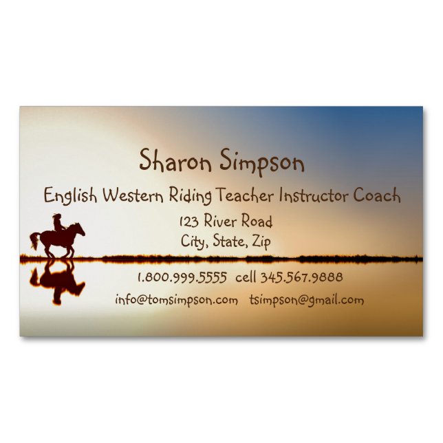 Coach English Western Riding Teacher Instructor  Magnetic Business Card (Front)
