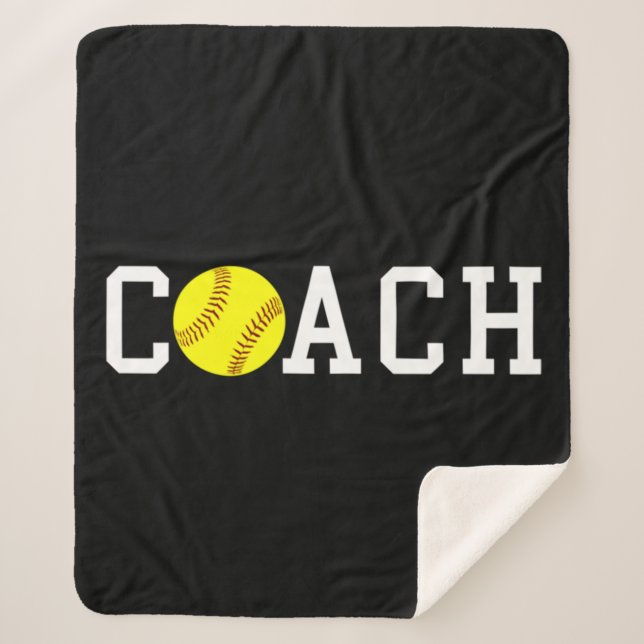 Coach Fast-pitch Softball Gift Idea print Sherpa Blanket (Front)