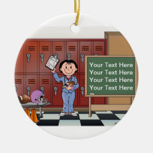 Coach, Football - Female Ceramic Tree Decoration