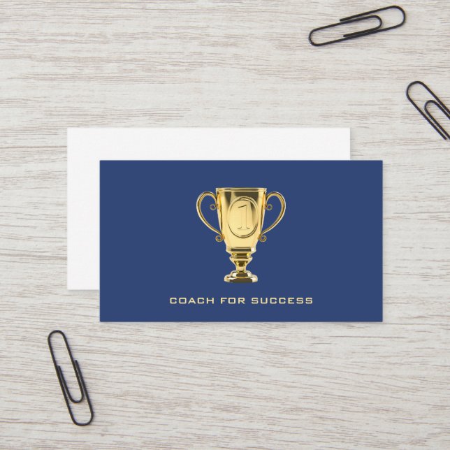 Coach for success navy blue business card (Front/Back In Situ)