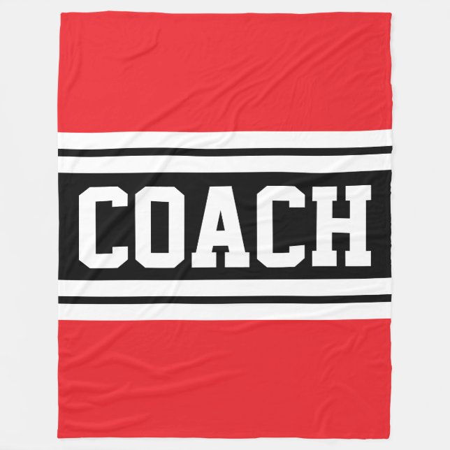 COACH Fun Bright Red Black White Racing Stripes Fleece Blanket (Front)
