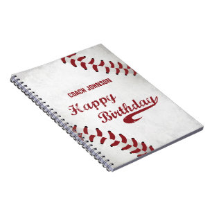 Coach Happy Birthday Large Grunge Baseball, Sport Spiral Notebook