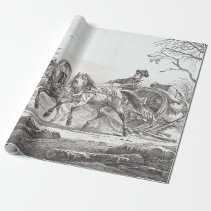 COACH IN WINTER Vintage Christmas Wrapping Paper