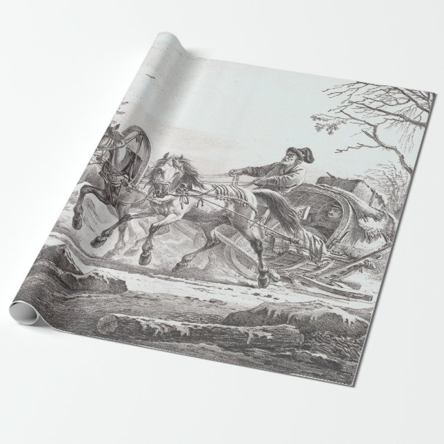 COACH IN WINTER Vintage Christmas Wrapping Paper (Unrolled)