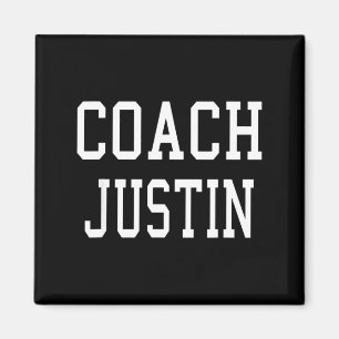 Coach Justin Custom Football Soccer Baseball Team Magnet